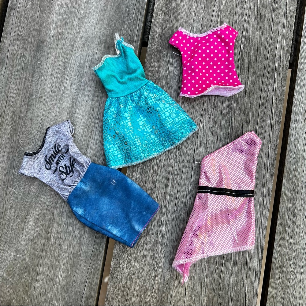 Barbie Doll Clothes Lot of Four Includes Three Dress and a Top Doll Clothing